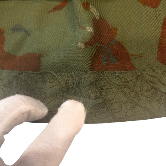 Vintage midi skirt Womens size 6 cottagecore folkcore peasant boho artsy green - Picture 11 of 16